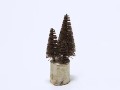 ARBOL DECORATIVO BASE MADERA 15CM MARRON