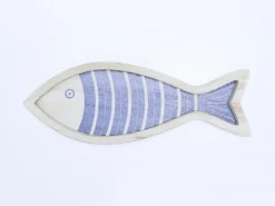 BANDEJA DECORACION MADERA PEZ MARINO 30X11X3