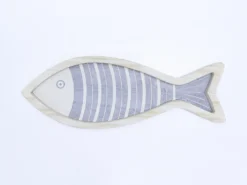 BANDEJA DECORACION MADERA PEZ GRIS 30X11X3