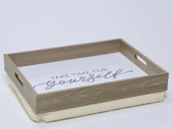 BANDEJA DESAYUNO CON ALMOHADA MARRON 40X30X10CM