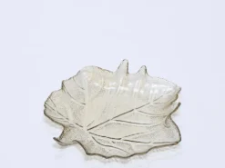 BANDEJA HOJA CRISTAL 26CM CREMA