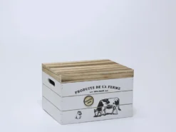 BAUL MADERA GRANJA BLANCO 30X25X19CM