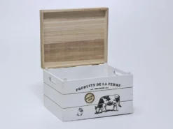 BAUL MADERA GRANJA BLANCO 30X25X19CM