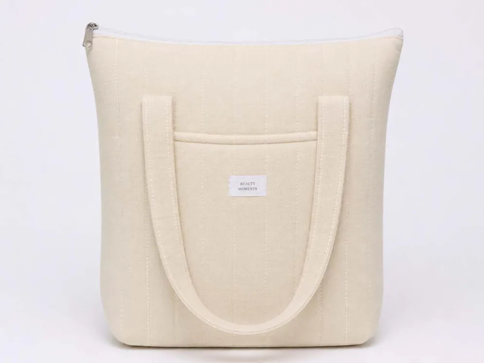 BOLSO ALGODON BLANCO ROTO ACOLCHADO CREMALLERA