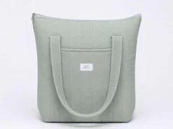 BOLSO ALGODON VERDE AGUA ACOLCHADO CREMALLERA