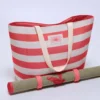BOLSO PLAYA CON ESTERILLA RAYAS ROSA