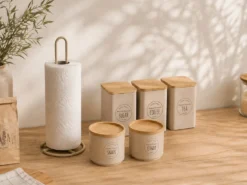 BOTE APILABLE TAPA BAMBU BEIGE CANDY