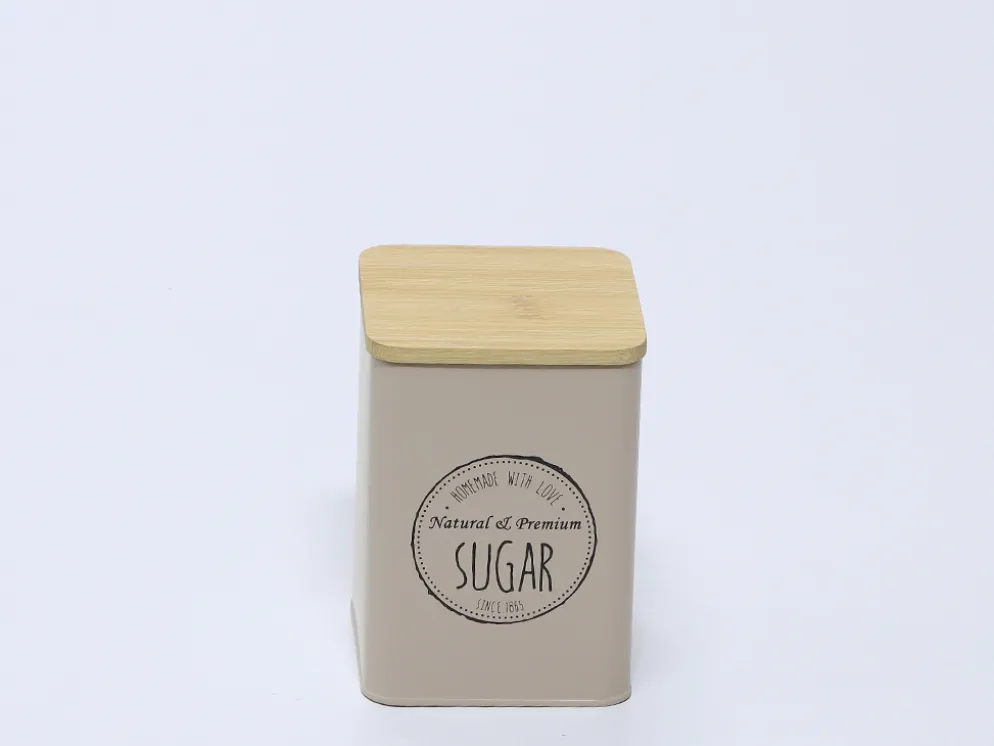 BOTE AZUCAR TAPA BAMBU BEIGE
