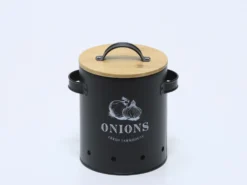 BOTE CEBOLLAS TAPA BAMBU NEGRO