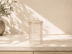 BOTE CRISTAL CON TAPA BEIGE GRAND 9X15