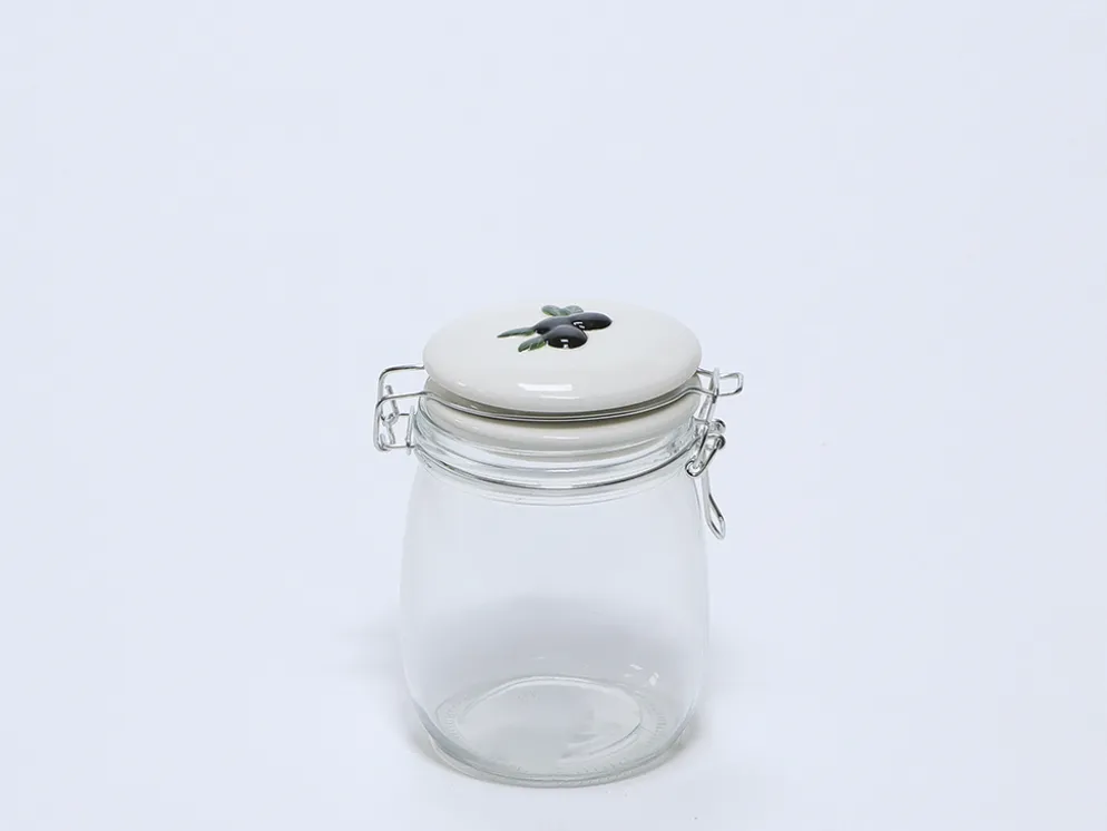 BOTE CRISTAL TAPA OLIVAS CERAMICA 800ML