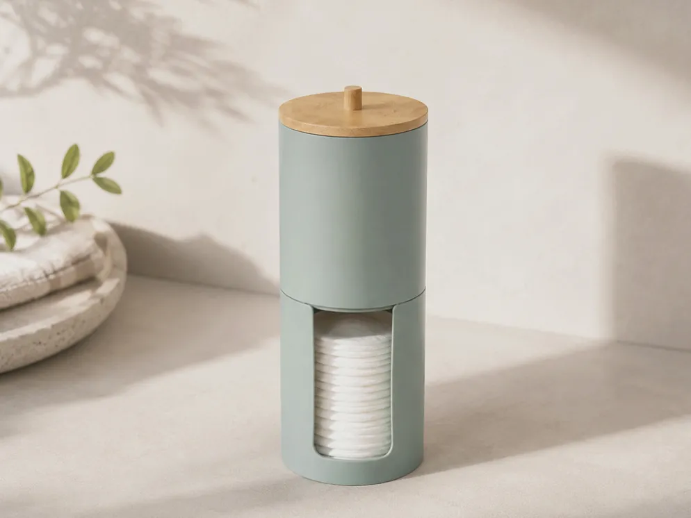 BOTE PLASTICO DOBLE TAPA BAMBU MENTA