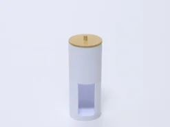 BOTE PLASTICO DOBLE TAPA BAMBU BLANCO