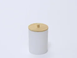 BOTE PLASTICO TAPA BAMBU BLANCO