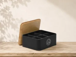 CAJA 6 HUECOS TE TAPA BAMBU NEGRO