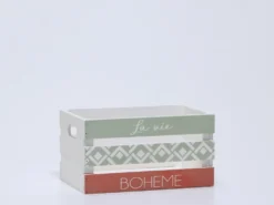 CAJA MADERA LETRAS BLANCA/ROSA PEQUEÑO 26X14X16CM