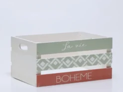 CAJA MADERA LETRAS BLANCA/ROSA GRANDE 36X18X26CM