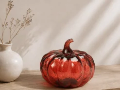 CALABAZA CRISTAL LED 13CM ROJA