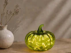 CALABAZA CRISTAL LED 13CM VERDE