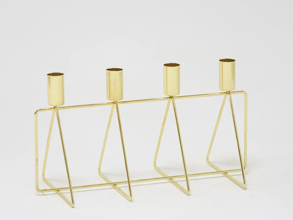 CANDELABRO 4 VELAS DORADO