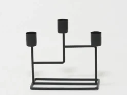 CANDELABRO 3 VELAS NEGRO 15X8X15CM