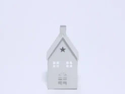 CASA METAL PARA VELA 18CM BLANCA