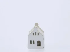 CASA PORCELANA CON LED 10CM BLANCA B