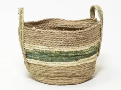 CESTA C/ASA NATU/VERDE Ø33X32CM