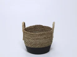 CESTA FIBRA ALGODON BICOLOR NEGRA 26X20