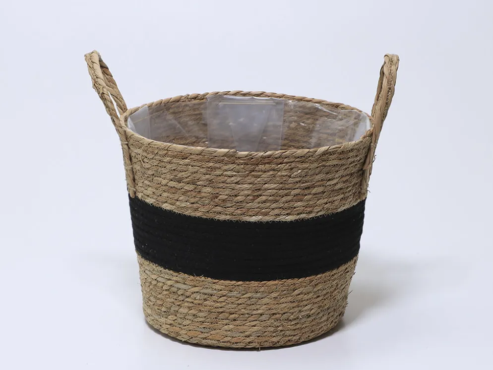 CESTA LIVING NATURAL/NEGRO Ø32X26CM