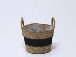 CESTA LIVING NATURAL/NEGRO Ø26X20CM