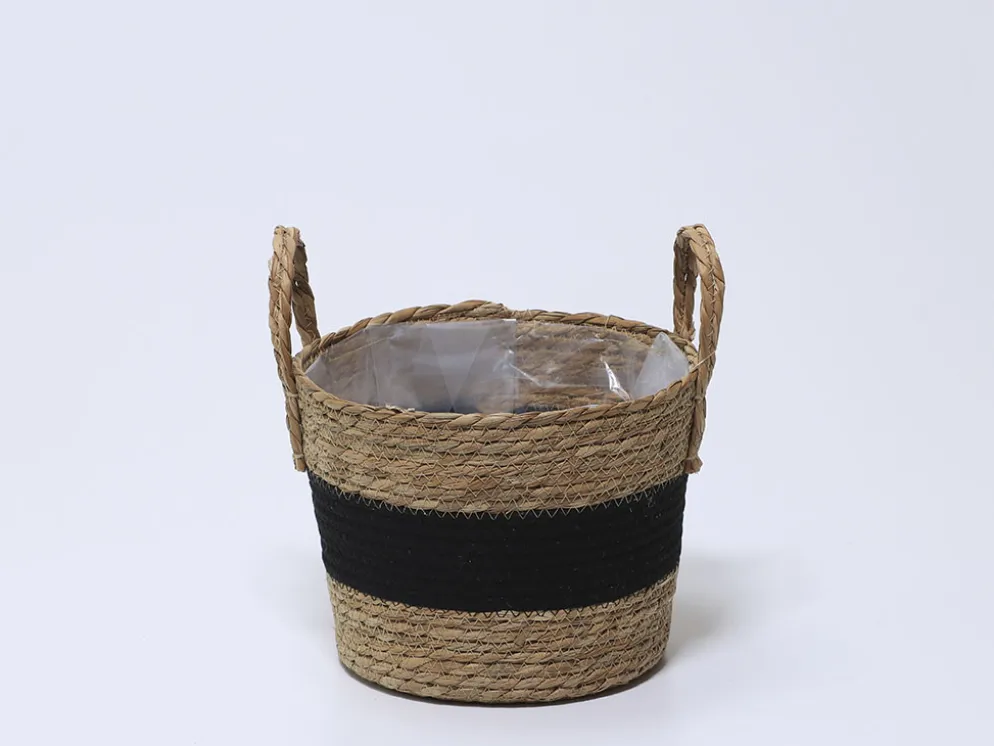 CESTA LIVING NATURAL/NEGRO Ø26X20CM