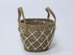 CESTA MACETA ASA FIBRAS NATURALES Ø20X17XØ14CM