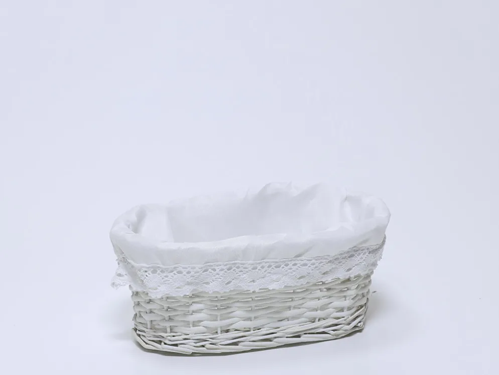 CESTA OVAL BLANCA PEQUEÑA 29X12.5X18CM