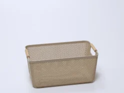 CESTA PLASTICO ASA BAMBU BEIGE 36X22