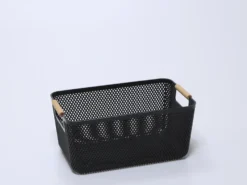CESTA PLASTICO ASA BAMBU NEGRA 36X22