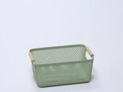 CESTA PLASTICO ASA BAMBU VERDE 32X21