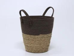 CESTO CUERDA C/ASA MARRON/NATURAL Ø30X30CM