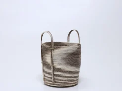 CESTO CUERDA CON ASA MARRON Ø25X26CM