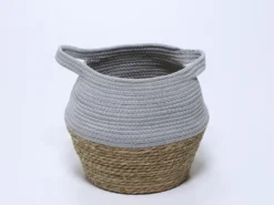 CESTO FIBRA Y ALGODON GRIS GRANDE