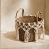 CESTO NATURAL CON MACRAME BLANCO