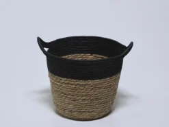 CESTO REDONDO ALTO NEGRO CON ASAS 28×24