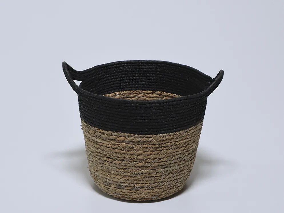CESTO REDONDO ALTO NEGRO CON ASAS 28×24