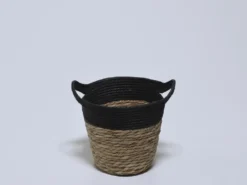 CESTO REDONDO ALTO NEGRO CON ASAS 20X20