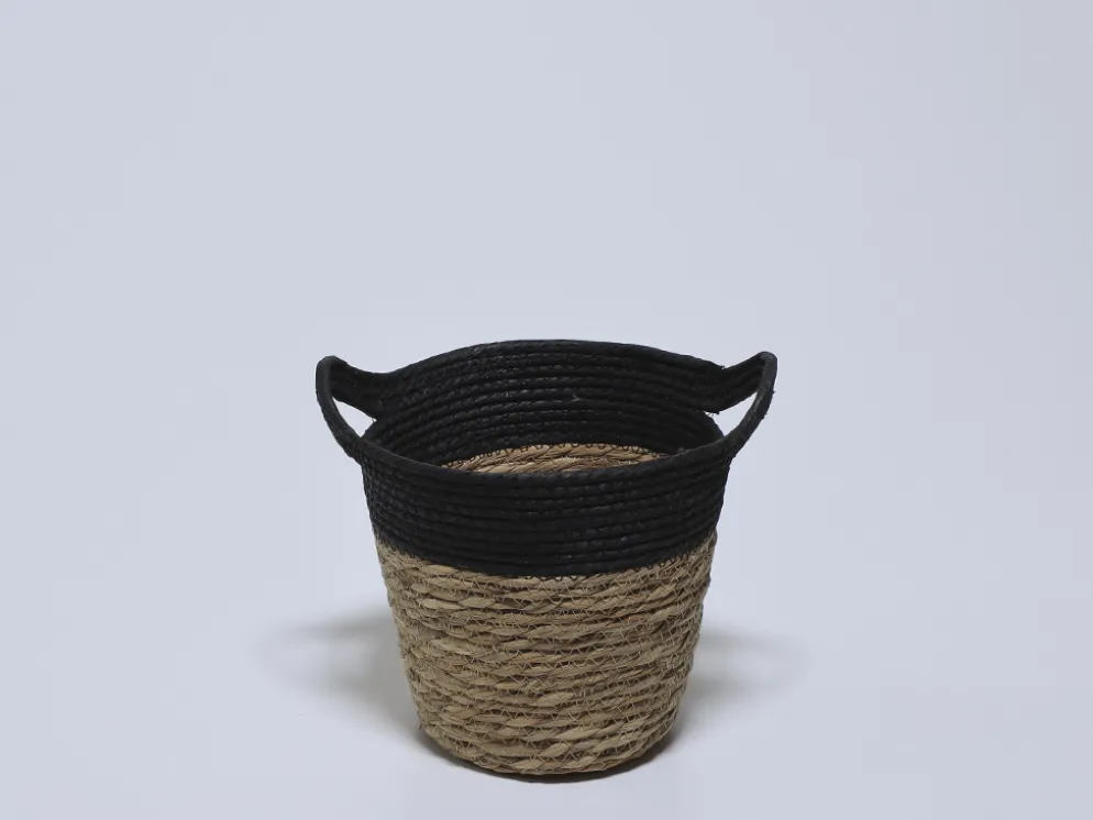 CESTO REDONDO ALTO NEGRO CON ASAS 20X20