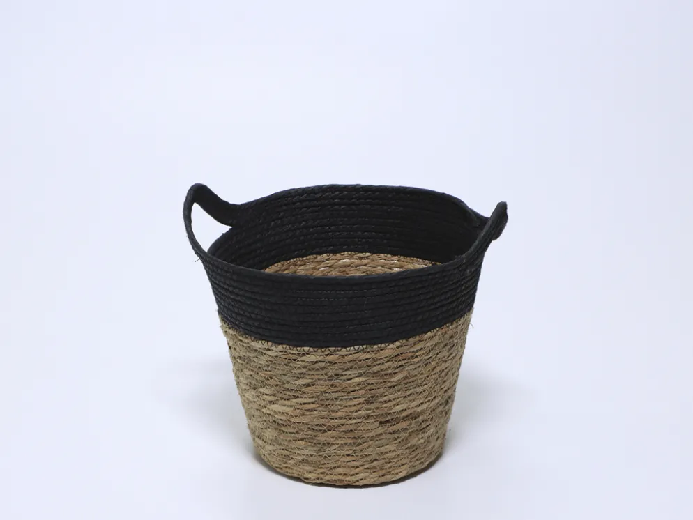 CESTO REDONDO ALTO NEGRO CON ASAS 28×24