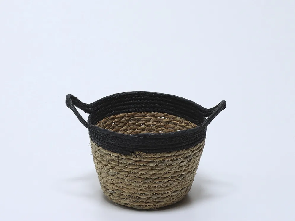 CESTO REDONDO ALTO NEGRO CON ASAS 21×14