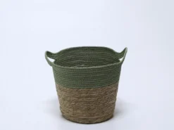 CESTO REDONDO ALTO VERDE CON ASAS 28X24