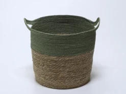 CESTO REDONDO ALTO VERDE CON ASAS 36×32
