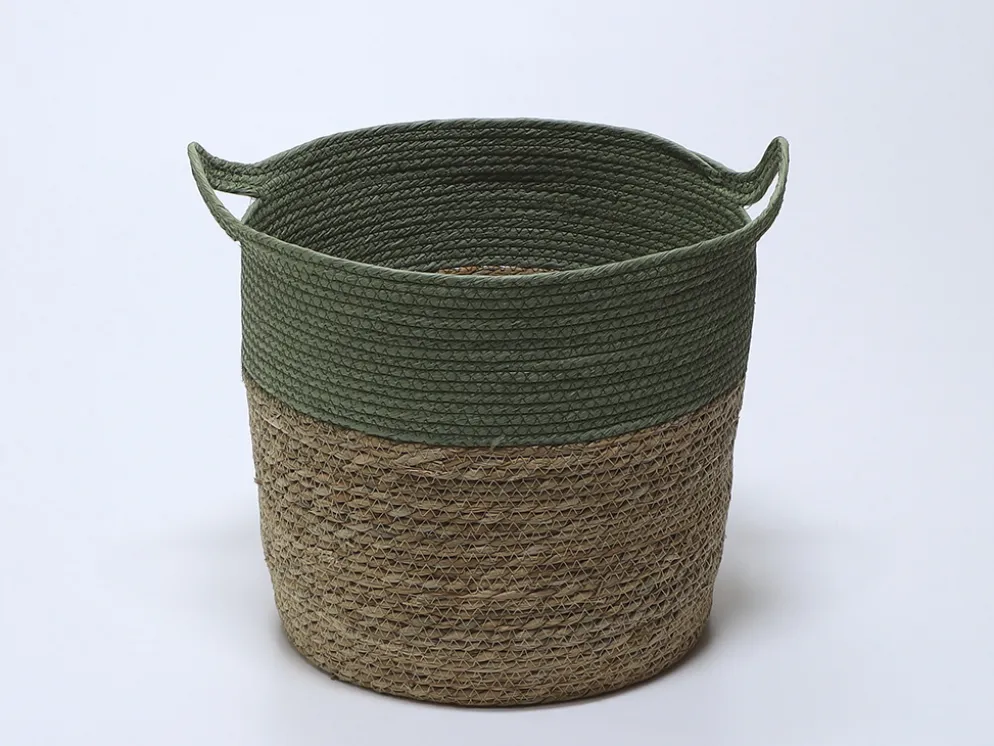 CESTO REDONDO ALTO VERDE CON ASAS 36×32